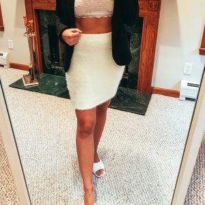 White Textured Stretch Mini Skirt